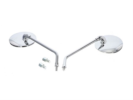 Paire de rétroviseur M8 droite Replay chrome rond 103mm, universel vélomoteurs, scooter, motos
