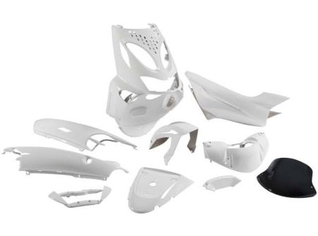 Kit carrosserie STR8 complet, 10-pcs, Aprilia SR50, blanc Kit carrosserie STR8 complet, 10-pcs, Aprilia SR50, blanc