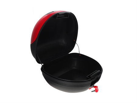Top case 32 litres noir/rouge, support inclus, universel vélomoteurs, scooter, motos