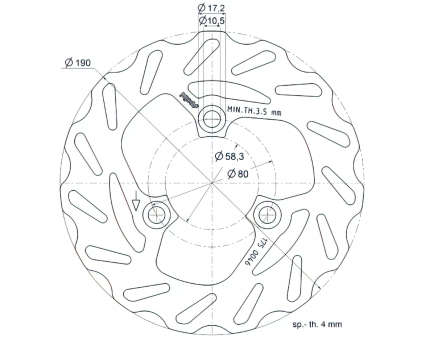 Bremsscheibe Wave Polini Yamaha Aerox / MBK Nitro 190 / 58,5 / 4
