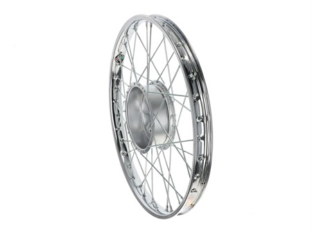 Roue arrière 17" jante à rayons chromée, vélomoteurs Piaggio Ciao, SI, Bravo, Boxer