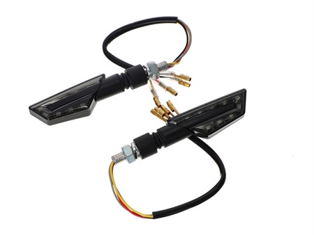 Paire de clignotants à Led's noir 3 fonctions (cligno, phare, feu stop), homologation E8 universel vélomoteurs, scooter, motos