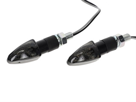 Paire de clignotants à Led's "mini" noir (M8), homologation E8 universel vélomoteurs, scooter, motos Paire de clignotants à Led's "mini" noir (M8), homologation E8 universel vélomoteurs, scooter, motos