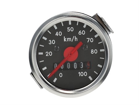Tacho 100 km/h - Ø 48mm, Zifferblatt schwarz / chrom