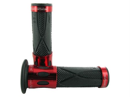 Poignées PROGRIP 728,  NOIR / ROUGE ANODISE, universel 22-24mm