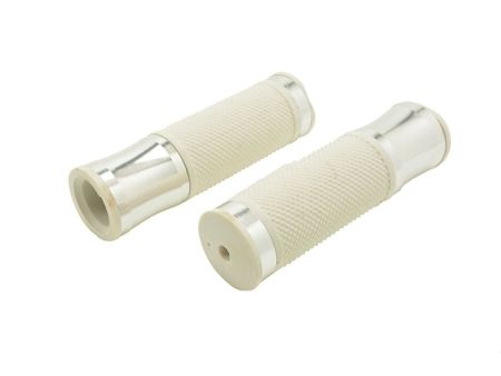Poignées caoutchouc CNC blanc/chromé Poignées caoutchouc CNC blanc/chromé