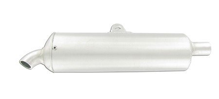 Schalldämpfer oval alu universal 75/65 380mm  Anschluss 22mm