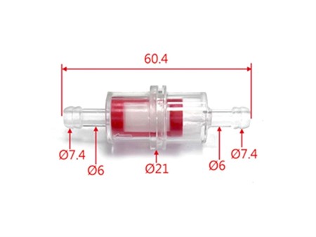 Benzinfilter (Ø 6mm) rot/transparent