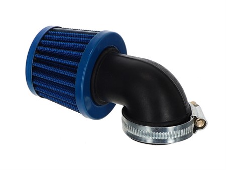 Luftfilter Tuning, 90° gewinkelt, Anschluss Ø=28/35mm «blau»