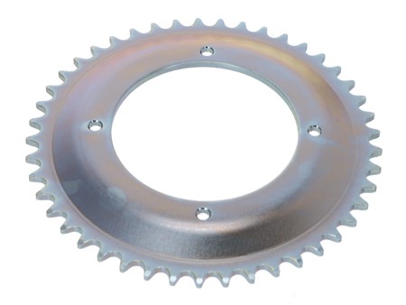 Couronne déportée 45 dents (4 trous), vélomoteur Puch avec jante Grimeca