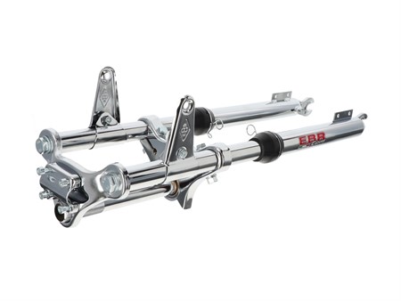 Fourche telescopique EBR Racing chromée courte 560mm, vélomoteurs Puch