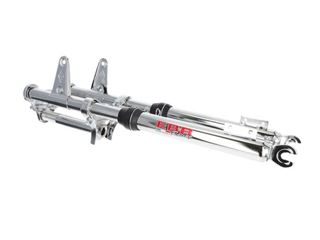 Fourche telescopique EBR Racing chromée courte 560mm, vélomoteurs Puch
