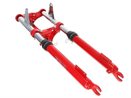 Fourche télescopique EBR Racing rouge modèle court 560mm, vélomoteurs Puch Fourche télescopique EBR Racing rouge modèle court 560mm, vélomoteurs Puch
