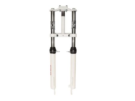 Fourche télescopique EBR Racing blanche modèle court 560mm, vélomoteur Puch Fourche télescopique EBR Racing blanche modèle court 560mm, vélomoteur Puch