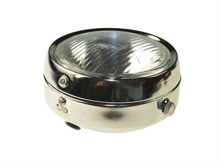 Phare rond chromé Ø 140mm avec interrupteur, universel vélomoteurs