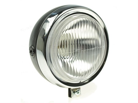Lampe rund chrom/schwarz, 13cm ohne Schalter, Sachs/Puch ect.