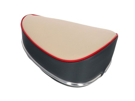Selle type Denfeld, crème/gris/rouge