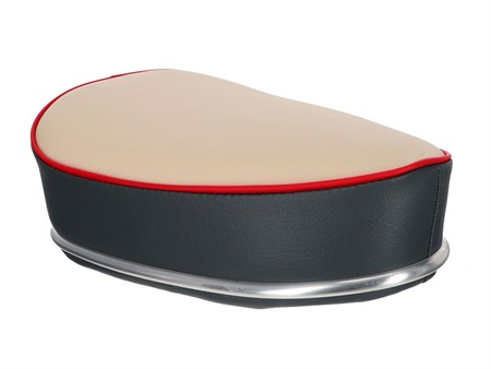 Selle type Denfeld, crème/gris/rouge