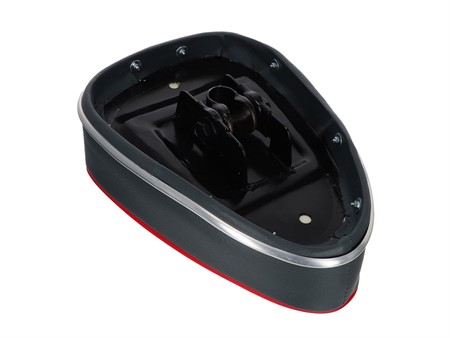 Selle type Denfeld, crème/gris/rouge