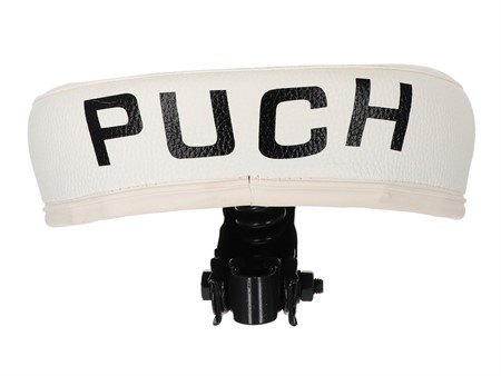Selle (modèle fin) avec inscription PUCH, blanche/noir universelle