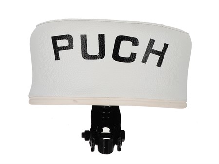 Sattel (erhöht) weiss mit PUCH Aufdruck, universal