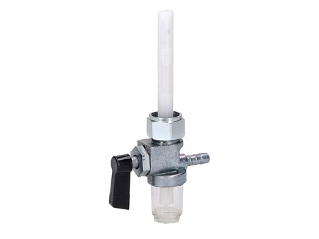 Robinet d'essence universel, M16x1mm, raccord 6mm 90° (avec vitre d'inspection) Robinet d'essence universel, M16x1mm, raccord 6mm 90° (avec vitre d'inspection)