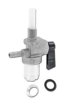 Robinet d'essence universel, M10x1mm, raccord 6mm 90° (avec vitre d'inspection) Robinet d'essence universel, M10x1mm, raccord 6mm 90° (avec vitre d'inspection)