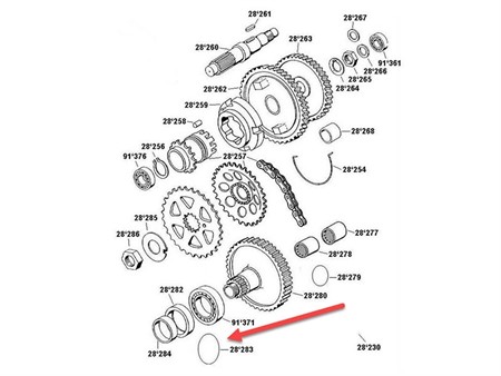 O-Ring hinter Distanzhülse Ritzel Tomos