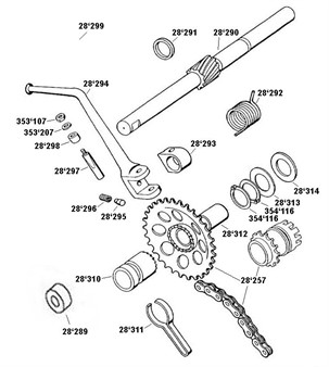 Bremsfeder Ausrücker Kickstarterwelle Tomos