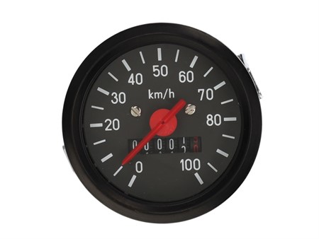 Tacho schwarz / Chromring für Mofa und Moped 60km/h Durchmesser 48mm  Tachometer