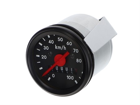 Tacho 100 km/h - Ø 48mm, Zifferblatt schwarz Tacho 100 km/h - Ø 48mm, Zifferblatt schwarz