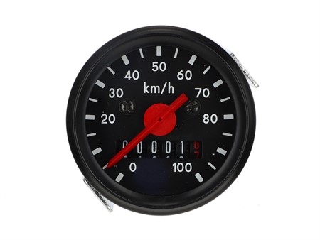 Compteur de vitesse 100km/h - Ø 48mm, éclairage 6V cadran noir, universel vélomoteurs