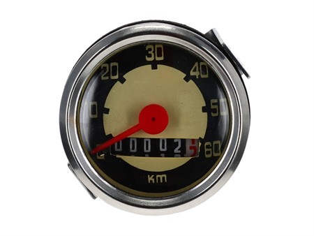 Comtpeur de vitesse VDO 60km/h old school (Ø48mm), universel vélomoteurs