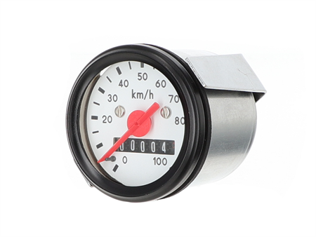 Tacho 100 km/h - Ø 48mm, Zifferblatt weiss / Ring schwarz