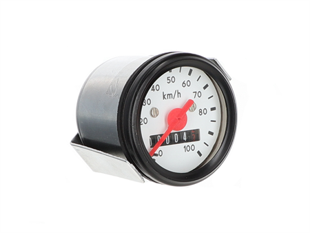 Tacho 100 km/h - Ø 48mm, Zifferblatt weiss / Ring schwarz