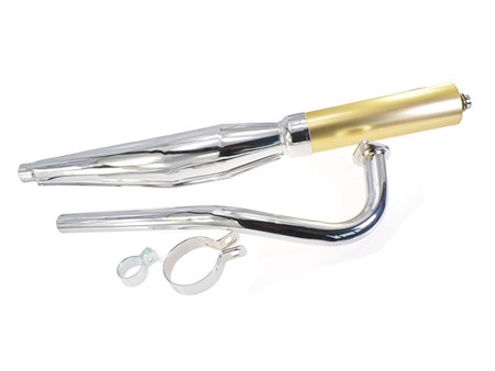 Pot d'échappement Fuego 28mm chrome/or, vélomoteurs Sachs 503 AB Pot d'échappement Fuego 28mm chrome/or, vélomoteurs Sachs 503 AB