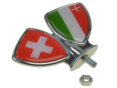 Emblème de garde boue, drapeaux Suisse/canton Neuchâtel Emblème de garde boue, drapeaux Suisse/canton Neuchâtel