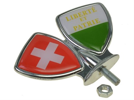 Emblème de garde boue, drapeaux Suisse/canton Vaud Emblème de garde boue, drapeaux Suisse/canton Vaud