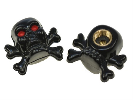 Paire bouchons valve tête de morts (2 pcs) noir Paire bouchons valve tête de morts (2 pcs) noir