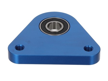 Dreieck-Lagerplatte, Lagerflansch aluminium gefräst, Piaggio Ciao/SI/Bravo, blau eloxiert