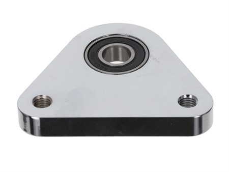 Dreieck-Lagerplatte, Lagerflansch aluminium gefräst, Piaggio Ciao/SI/Bravo, chrom eloxiert