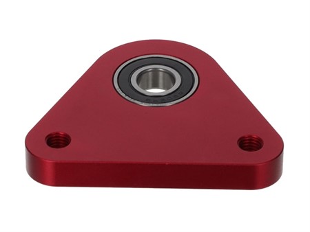 Dreieck-Lagerplatte, Lagerflansch aluminium gefräst, Piaggio Ciao/SI/Bravo, rot eloxiert