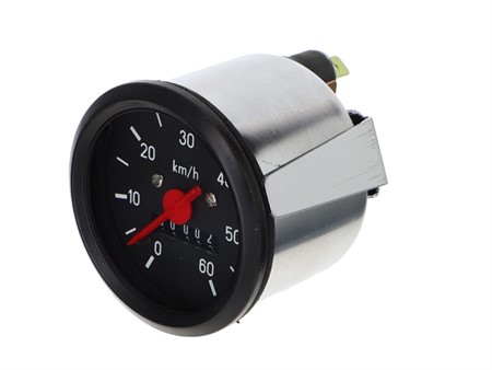 Compteur de vitesse VDO 60 km/h - Ø60 mm (cadran noire) avec rétroéclairage, universel vélomoteurs Compteur de vitesse VDO 60 km/h - Ø60 mm (cadran noire) avec rétroéclairage, universel vélomoteurs