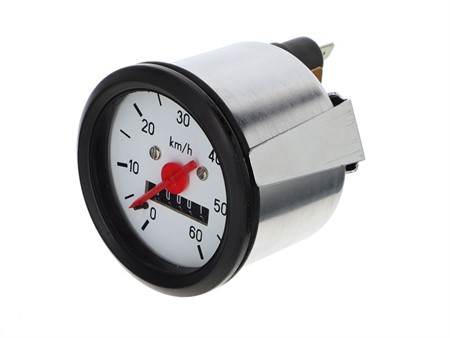 Tacho 60 km/h - Ø60 mm (weisses Ziffernblatt) mit Beleuchtung Tacho 60 km/h - Ø60 mm (weisses Ziffernblatt) mit Beleuchtung