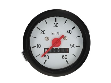 Compteur de vitesse 60 km/h - Ø60 mm (cadran blanc) avec rétroéclairage 12V, universel vélomoteurs