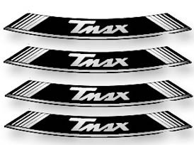 Autocollant/sticker pour jante T-MAX blanc-noir (8 pcs)