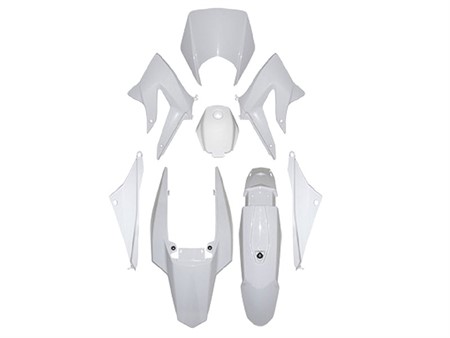 Carrosserie platiques Derbi Senda DRD 8pcs dès 2011, blanc brillant Carrosserie platiques Derbi Senda DRD 8pcs dès 2011, blanc brillant
