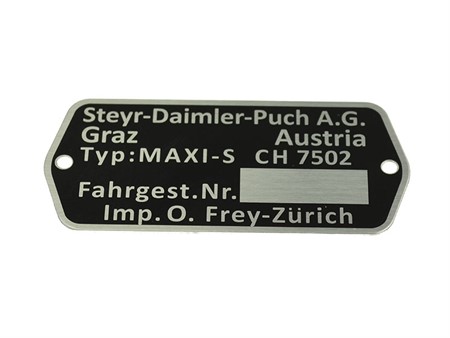 Typenschild Puch Maxi S CH7502