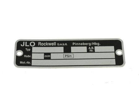 Typenschild JLO/ILO Typenschild JLO/ILO