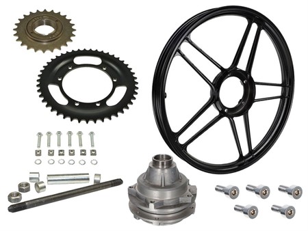 Hinterrad 17" Puch, schwarz, inkl. Radnabe Leleu Hinterrad 17" Puch, schwarz, inkl. Radnabe Leleu
